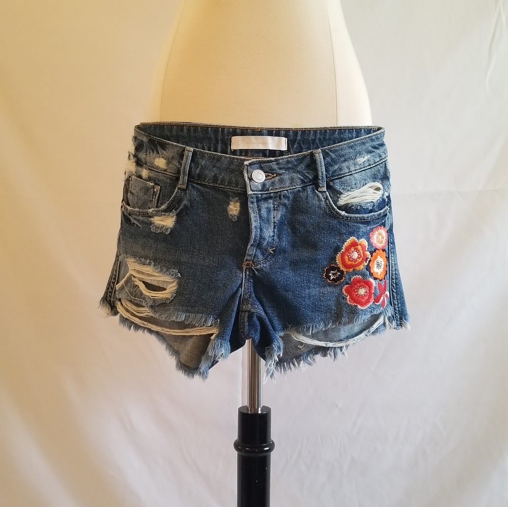 Zara distressed Denim Shorts